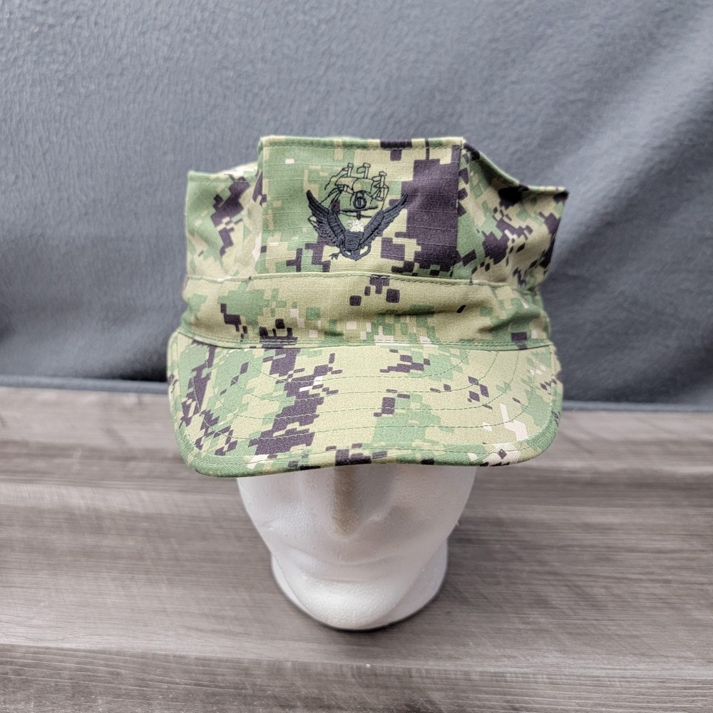 SEKRI Hat Army Cap Fitted Mens 7 3/4 Green Digital Camo US Navy Type III